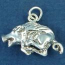 Razor Back Hog 3D Sterling Silver Charm Pendant