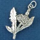 Flower Dandelion 3D Sterling Silver Charm Pendant