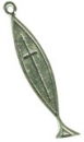 Religious Christian Fish Ichthus with Cross Sterling Silver Charm Pendant