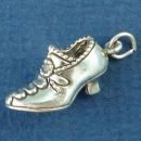 Ladies Vintage Low Cut Button Up Boot Type 3D Sterling Silver Shoe Charm Pendant