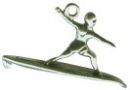 Surfer Riding a Surfboard Charm Beach Sterling Silver 3 D for Bracelet