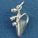 Flower Easter Lily Charm Bud 3D Sterling Silver Pendant