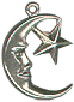 Moon: Man in Moon with Star Sterling Silver Charm Pendant