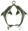 Dolphins Kissing Sterling Silver Charm Pendant