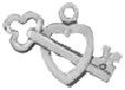 Heart and Key 3D Sterling Silver Charm Pendant