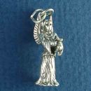 Angel with Harp 3D Sterling Silver Charm Pendant