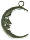 Moon: Man in Moon Small 3D Sterling Silver Charm Pendant