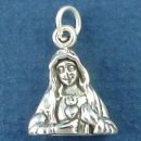 Religious Christian Symbol Mother Mary with the Sacred Heart of Jesus Christ Sterling Charm Pendant