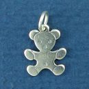 Flat Teddy Bear Charm Sterling Silver Pendant