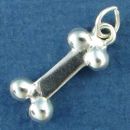 Dog Bone Medium 3D Sterling Silver Charm Pendant
