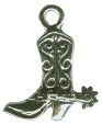 Cowboy Boot Small 3D Sterling Silver Charm Pendant