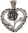 Heart with Rose Sterling Silver Charm Pendant