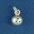 Bowling Ball 3D Sports Sterling Silver Charm Pendant