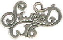 Sweet 16 Word Phrase Sterling Silver Charm Pendant