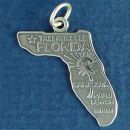 State of Florida Sterling Silver Charm Pendant and Cities Tallahassee, Miami, Sarasota and Palm Beach with Picture of Sun and Palm Tree