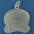 State of Hawaii Sterling Silver Charm Pendant and Hawaiian Islands Kauai, Molokai, Maui and Hawaii with City of Nihau, Picture of Cruise Ship, Pineapple and Pearl Harbor