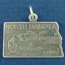 State of North Dakota Sterling Silver Charm Pendant and Cities Bismarck, Grand Forks and Fargo with Picture of Indian's Head and Wheat Grain