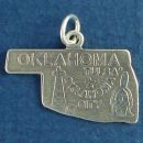State of Oklahoma Sterling Silver Charm Pendant and Cities Oklahoma City and Tulsa with Picture of an Indian Brave and Oil Derrick