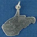 State of West Virginia Sterling Silver Charm Pendant and Cities Charleston and Huntington with Picture of Coal Mining Building