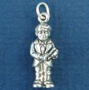 Religious Christian Boy Child Receiving First Communion 3D Sterling Silver Charm Pendant