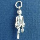 Irish Celtic Dancer Dressed for Ceili and Set Dancing 3D Sterling Silver Charm Pendant