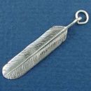 Indian Feather Medium 3D Sterling Silver Indian Charm Pendant