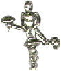Cheerleader with Pom Poms Small 3D Sterling Silver Charm Pendant