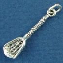 Lacrosse Sports Stick 3D Sterling Silver Charm Pendant