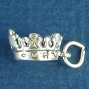 Crown of King or Queen 3D Sterling Silver Charm Pendant