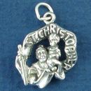 Religious St. Christopher Medal 3D Sterling Silver Charm Pendant