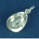 Cowboy Hat Medium 3D Sterling Silver Charm Pendant