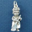 Cleaning Lady Occupation 3D Sterling Silver Charm Pendant