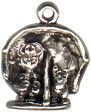 Girl at Beach Under Umbrella Charm Sterling Silver Pendant 3D