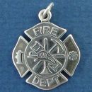 Fireman Occupation Fire Department Badge Sterling Silver Charm Pendant