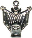 Halloween Vampire Dracula over RIP Grave Stone 3D Sterling Silver Charm Pendant