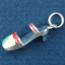 Ladies Low Heel Shoe with Yellow, Pink and Green Enamel Accents Sterling Silver Charm Pendant