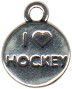 Hockey Puck with I Love Word Phrase Sterling Silver Charm Pendant