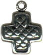 Cross with Quilted Design Sterling Silver Charm