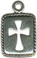 Cross Cut Out on Rectangle Plate Sterling Silver Charm Pendant