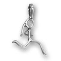Marathon Runner Stick Figure Sterling Silver Charm Pendant