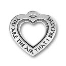 Heart Affirmation Sterling Silver Charm Pendant with Word Phrase You Are The Air That I Breathe