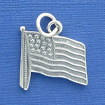 American Flag Charms for Bracelets Sterling Silver