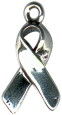 Awareness Ribbon Medium 3D Sterling Silver Charm Pendant