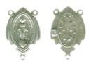 Religious Christian Rosary Virgin Mary with Miraculous Symbol on Back Sterling Silver Charm