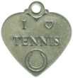 Tennis I Love Heart and Tennis Ball Sports Sterling Silver Charm Double Sided for Bracelet