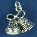 Wedding Bells 3D Sterling Silver Charm Favor for Wedding Charm Bracelet