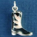 Ladies Cowboy Boot with Pink and Black Enamel 3D Sterling Silver Charm Pendant