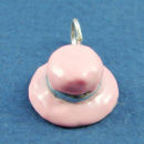 Ladies Hat in Pink Enamel Sterling Silver Charm Pendant