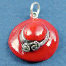 Ladies Hat in Red Enamel Sterling Silver Charm Pendant