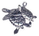 Sea Turtle Charm with Baby Sterling Silver Pendant